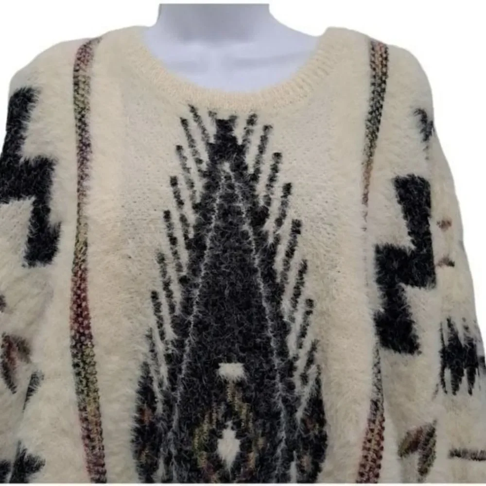 NEW Francescas Fringe Poncho Sweater Ivory Western
